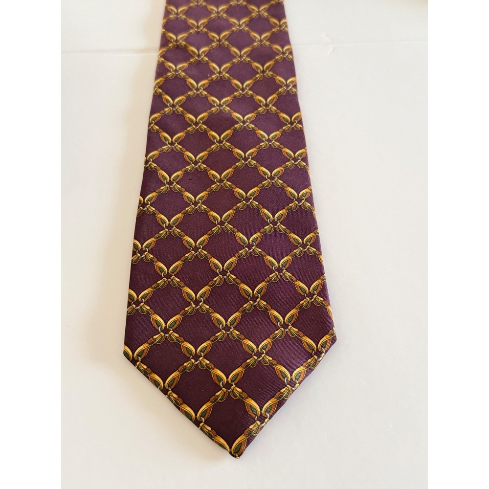 Brooks‎ Brothers Silk Tie Gold Chain Link Pattern Classic Necktie